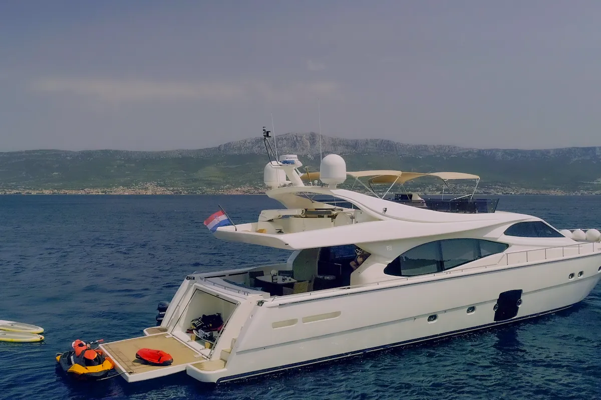 Exterior view of Orlando L, a Ferretti 780 motor yacht at Split, Croatia