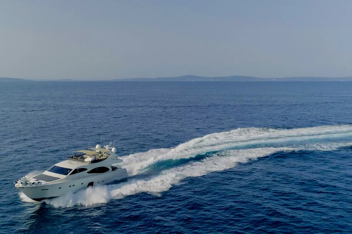 Exterior view of Orlando L, a Ferretti 780 motor yacht at Split, Croatia