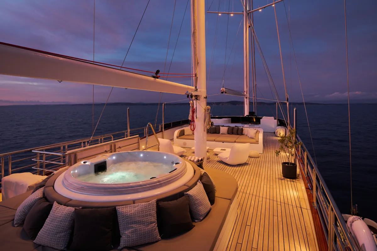 Deck of Love Story, a Gulet Motoryacht sailboat at Split, Croatia