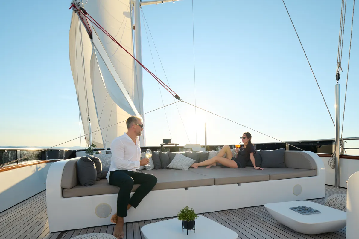 Deck of Love Story, a Gulet Motoryacht sailboat at Split, Croatia