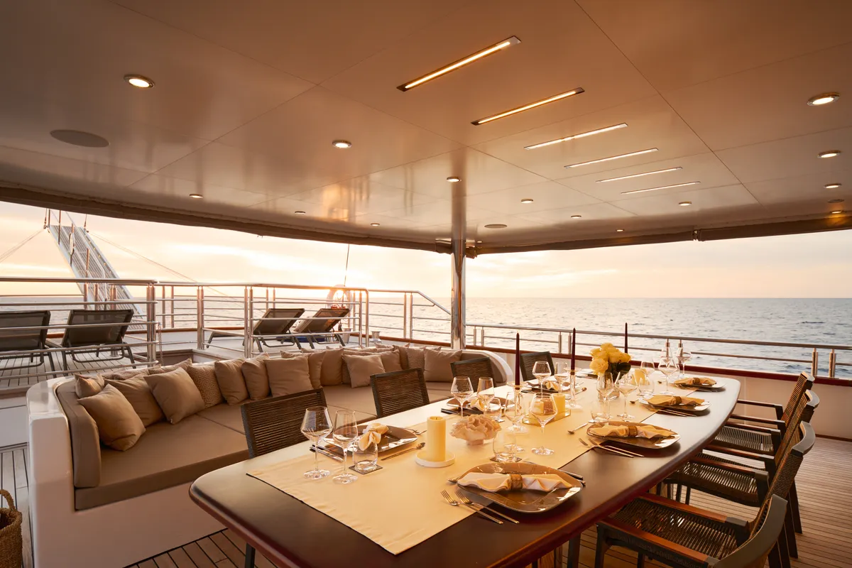 Deck of Love Story, a Gulet Motoryacht sailboat at Split, Croatia