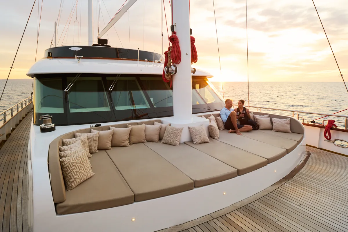 Deck of Love Story, a Gulet Motoryacht sailboat at Split, Croatia