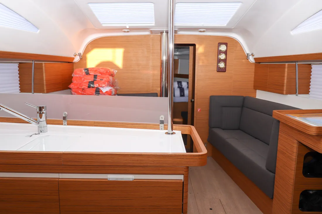 Salon of Indiana, a Elan Impression 45 sailboat at Grad Biograd na Moru, Croatia