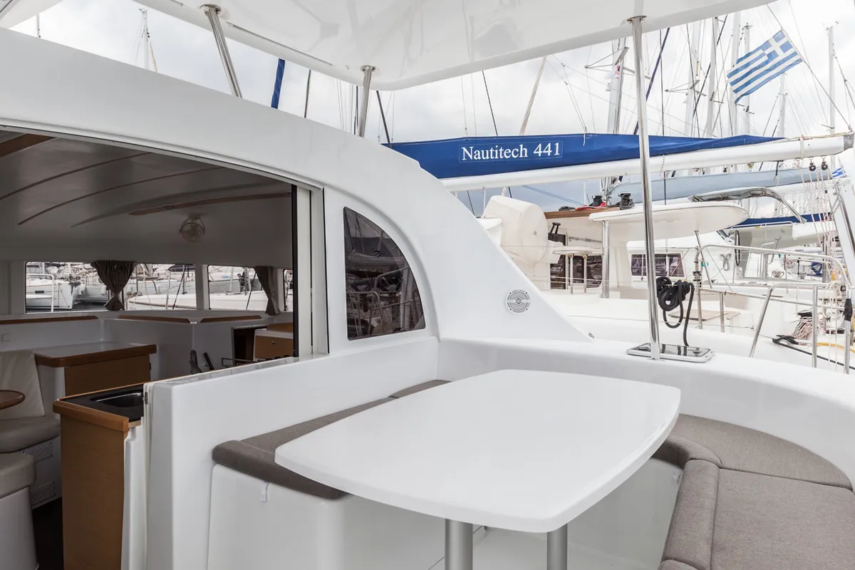 Deck of Vienna, a Lagoon 380 S2 catamaran at Preveza, Greece