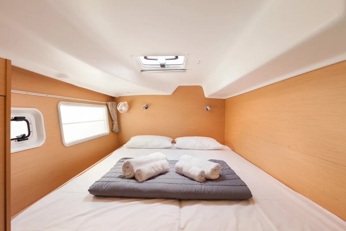 Cabin on Vienna, a Lagoon 380 S2 catamaran at Preveza, Greece