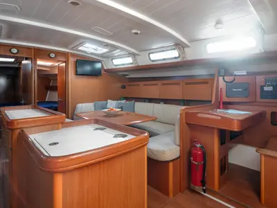 Salon of Elisavet, a Beneteau Cyclades 50.5 sailboat at Athens, Marina Delta Kallithea, Greece