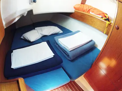 Cabin on Valerina, a Jeanneau Sun Odyssey 35 sailboat at Split, Croatia