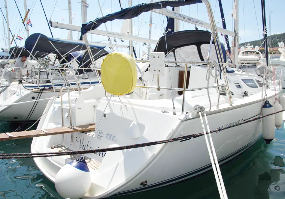 Exterior view of Valerina, a Jeanneau Sun Odyssey 35 sailboat at Split, Croatia
