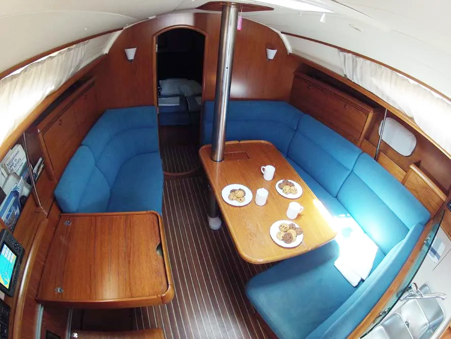Salon of Valerina, a Jeanneau Sun Odyssey 35 sailboat at Split, Croatia