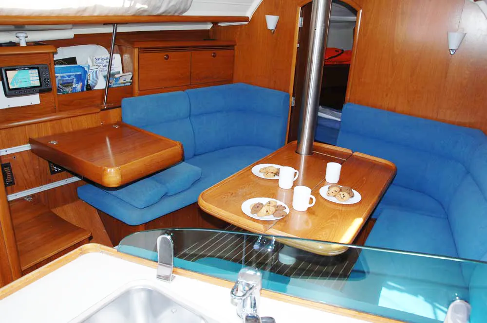 Salon of Valerina, a Jeanneau Sun Odyssey 35 sailboat at Split, Croatia