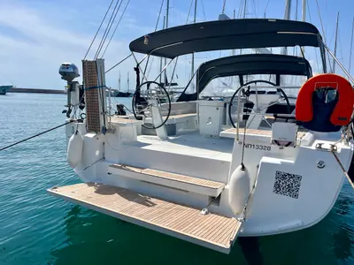 Cockpit of O L G A, a Beneteau Oceanis 51.1 sailboat at Athens, Greece