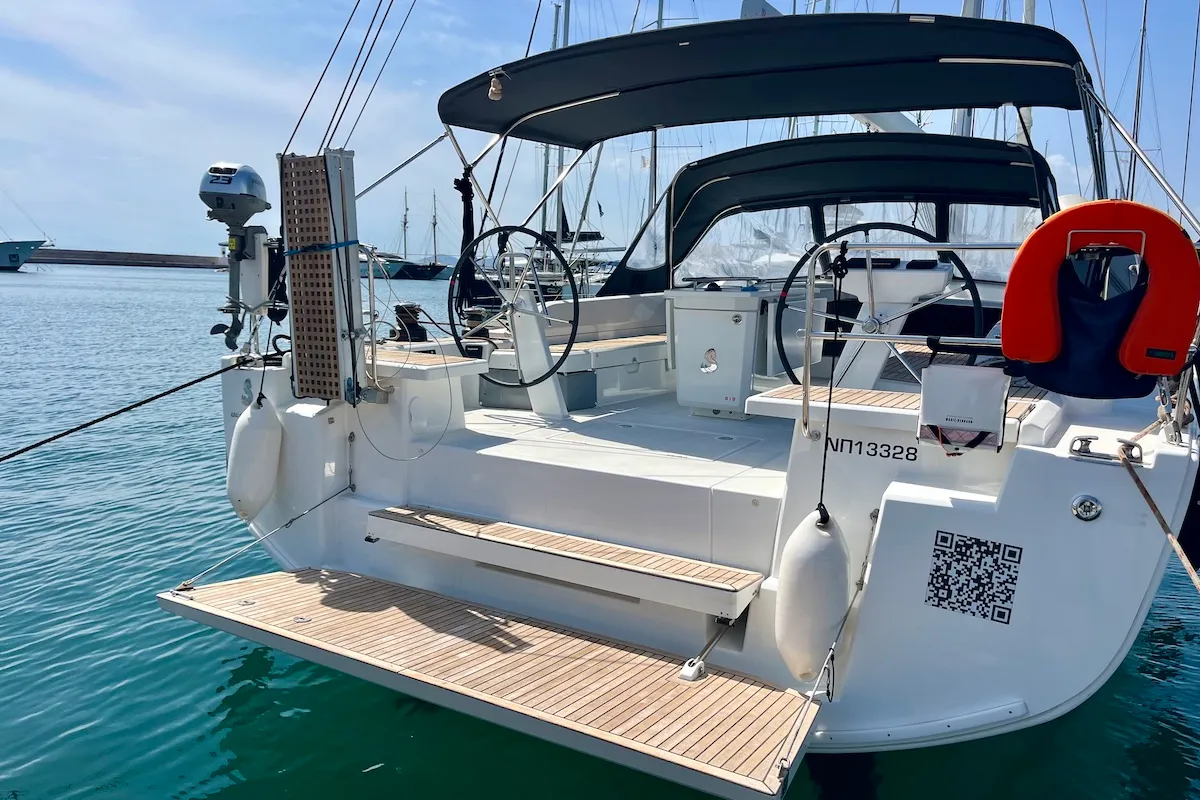 Cockpit of O L G A, a Beneteau Oceanis 51.1 sailboat at Athens, Greece