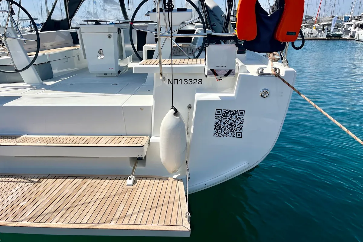 Deck of O L G A, a Beneteau Oceanis 51.1 sailboat at Athens, Greece