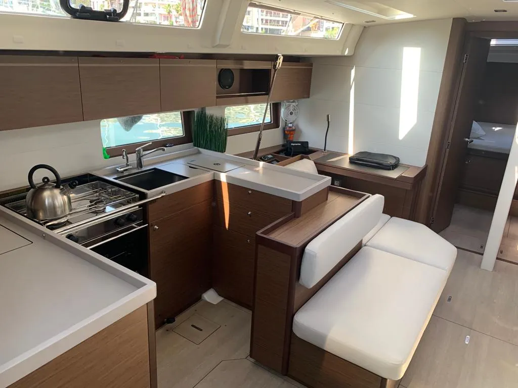 Salon of O L G A, a Beneteau Oceanis 51.1 sailboat at Athens, Greece