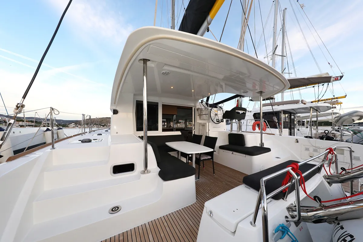 Deck of Venus, a Lagoon 40 catamaran at Grad Biograd na Moru, Croatia