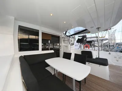 Cockpit of Venus, a Lagoon 40 catamaran at Grad Biograd na Moru, Croatia
