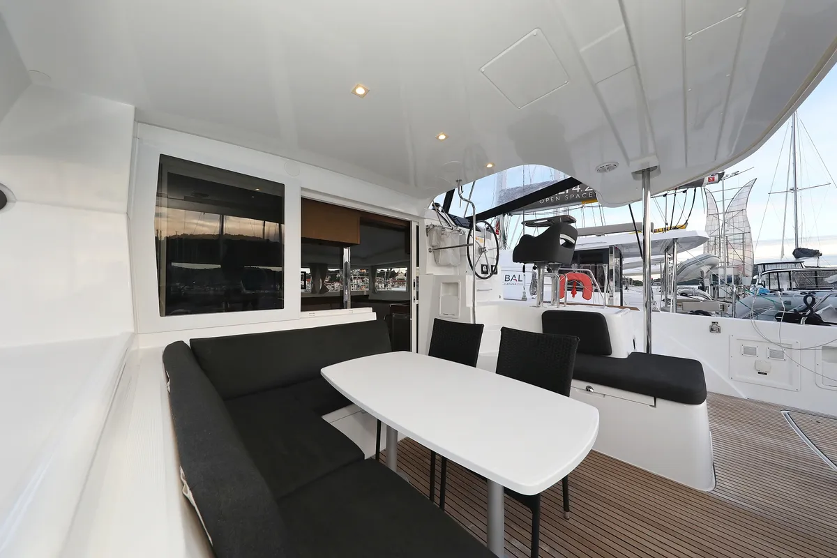 Cockpit of Venus, a Lagoon 40 catamaran at Grad Biograd na Moru, Croatia