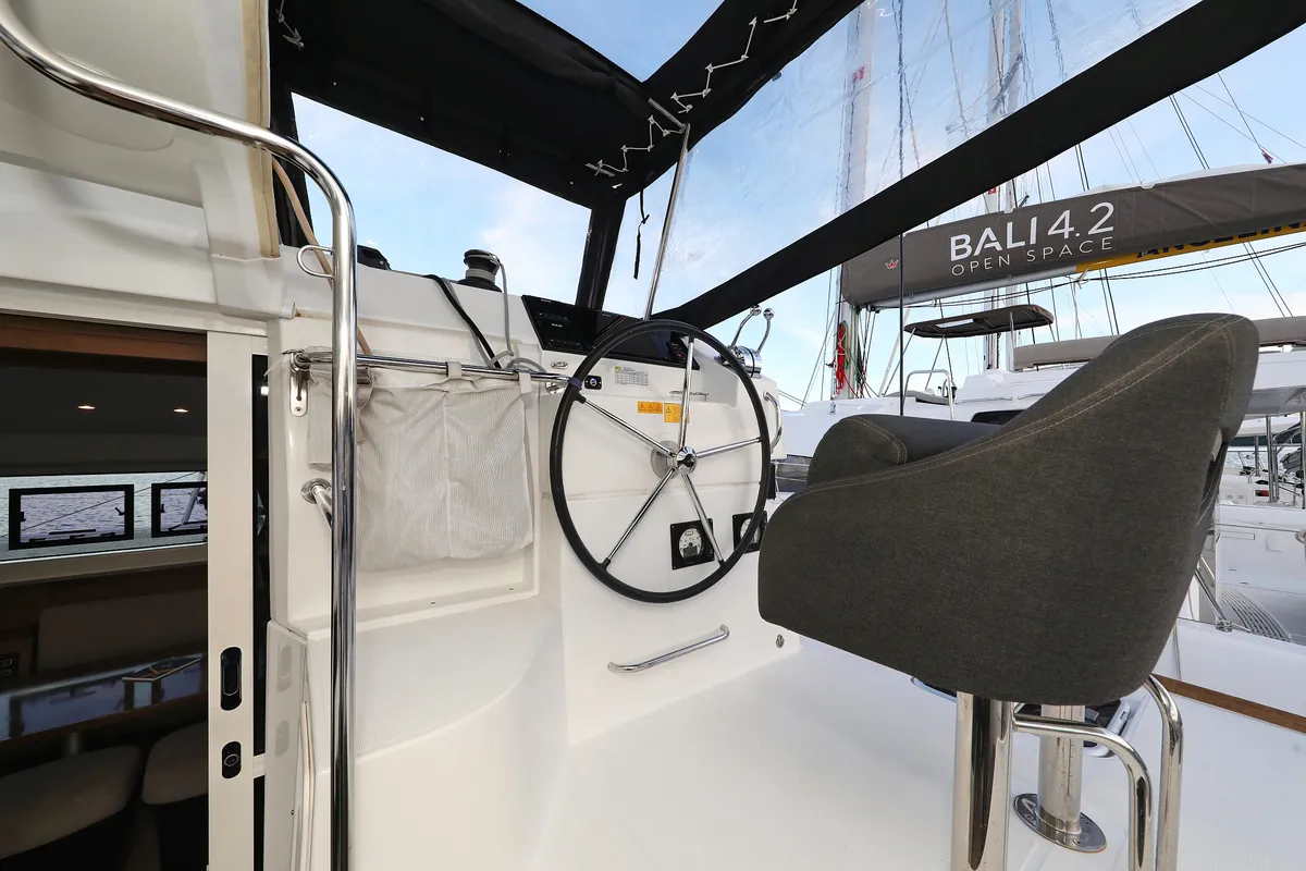 Cockpit of Venus, a Lagoon 40 catamaran at Grad Biograd na Moru, Croatia