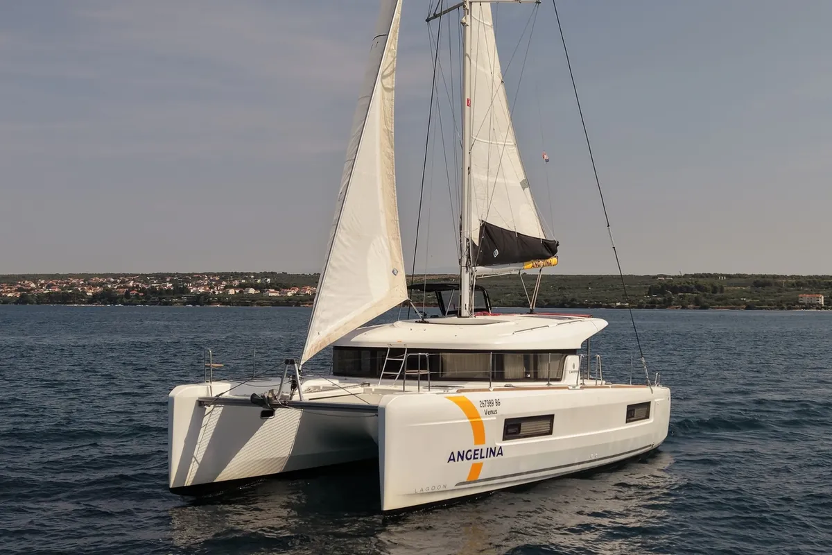 Exterior view of Venus, a Lagoon 40 catamaran at Biograd na Moru, Croatia