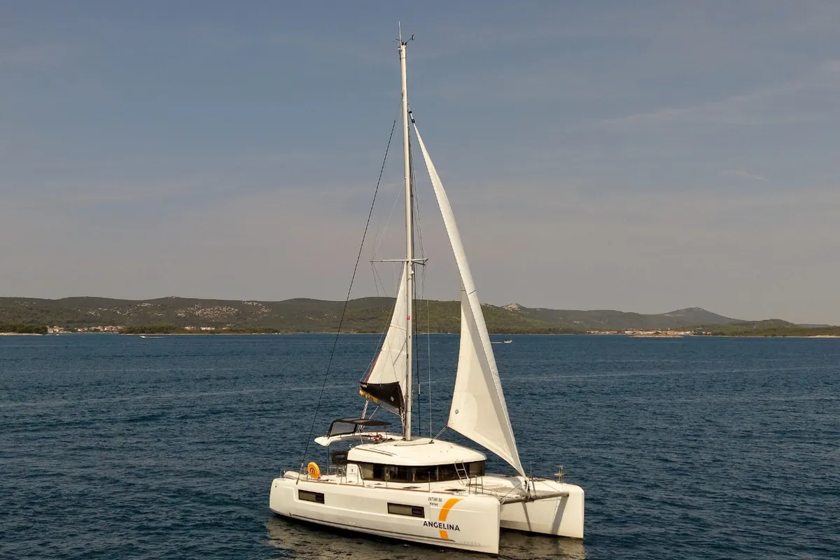 Exterior view of Venus, a Lagoon 40 catamaran at Biograd na Moru, Croatia