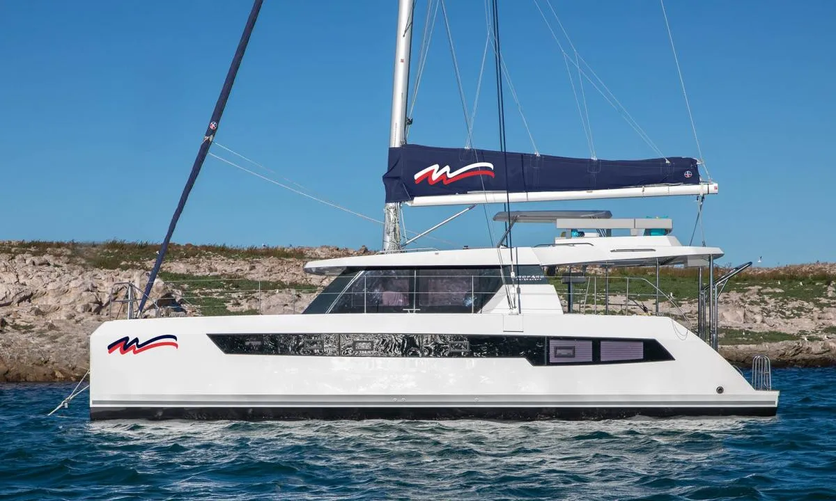 Exterior view of Moorings 4200/3/3 Club, a Leopard 42 catamaran at Nassau, Bahamas