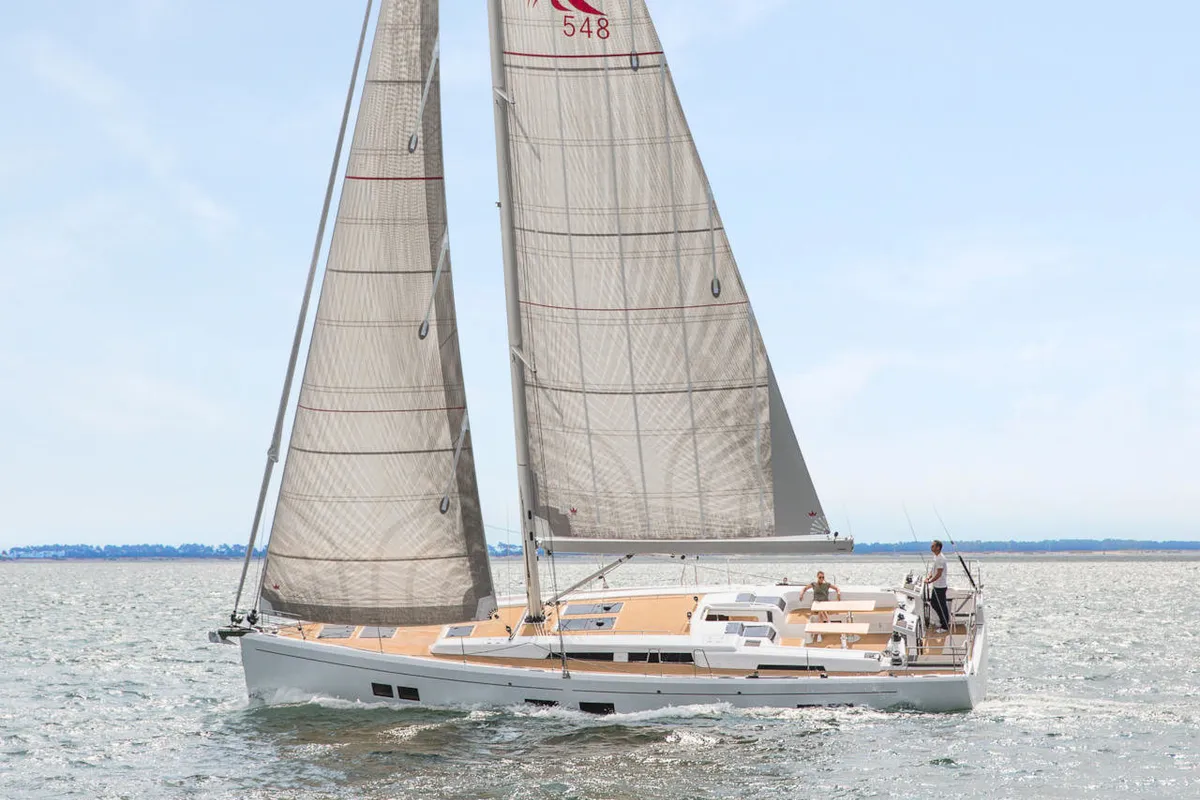 Exterior view of Playa, a Hanse 548 sailboat at Fethiye, Turkey