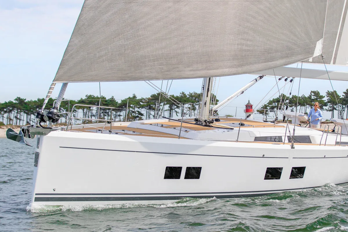 Exterior view of Playa, a Hanse 548 sailboat at Fethiye, Turkey