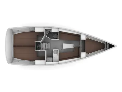 Floor plan of Namaste, a Bavaria Cruiser 34 sailboat at Općina Sukošan, Croatia