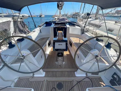 Cockpit of Maveric, a Hanse 348- 3 cab. sailboat at Hyères, France