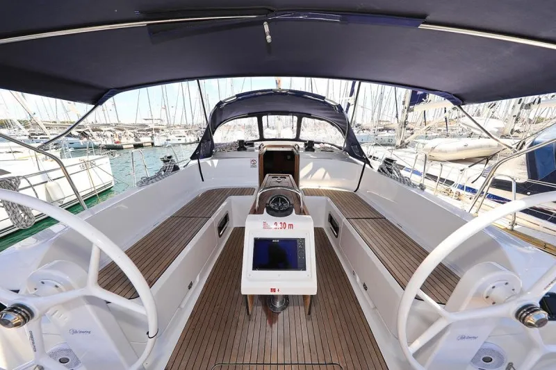 Cockpit of Angel, a Bavaria Cruiser 46 sailboat at Grad Biograd na Moru, Croatia