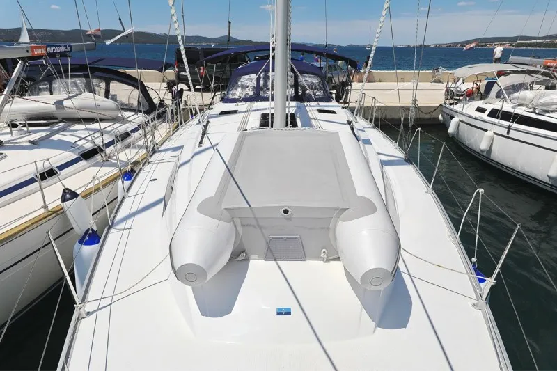 Deck of Angel, a Bavaria Cruiser 46 sailboat at Grad Biograd na Moru, Croatia