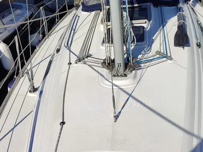 Deck of Silba, a Vektor 36 sailboat at Grad Biograd na Moru, Croatia