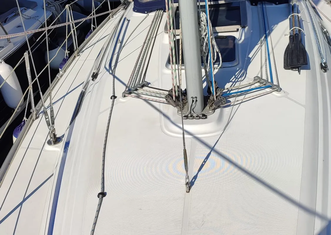 Deck of Silba, a Vektor 36 sailboat at Grad Biograd na Moru, Croatia