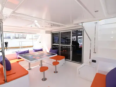 Deck of Paradise Sea, a Leopard 51 PC catamaran at Ellomenos, Greece