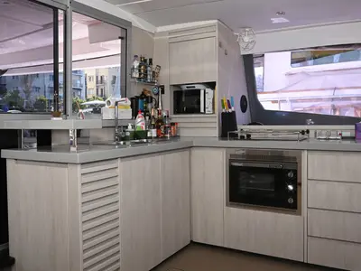 Salon of Paradise Sea, a Leopard 51 PC catamaran at Ellomenos, Greece