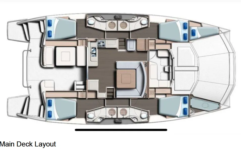 Salon of Paradise Sea, a Leopard 51 PC catamaran at Ellomenos, Greece