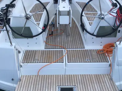 Deck of VITA, a Jeanneau Sun Odyssey 349 sailboat at Općina Sukošan, Croatia
