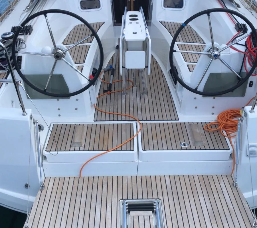 Deck of VITA, a Jeanneau Sun Odyssey 349 sailboat at Općina Sukošan, Croatia