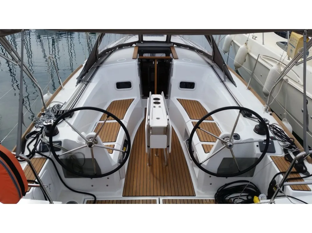 Cockpit of VITA, a Jeanneau Sun Odyssey 349 sailboat at Općina Sukošan, Croatia