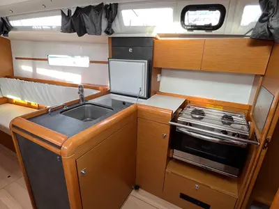 Galley of VITA, a Jeanneau Sun Odyssey 349 sailboat at Općina Sukošan, Croatia