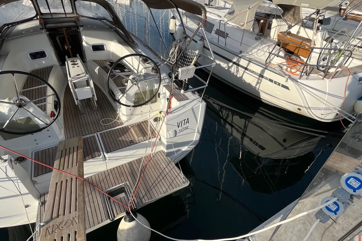 Exterior view of VITA, a Jeanneau Sun Odyssey 349 sailboat at Općina Sukošan, Croatia