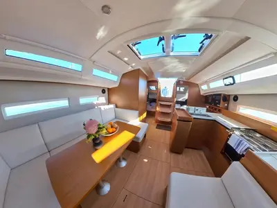 Salon of Evelyne, a Jeanneau Sun Odyssey 410 sailboat at Pirovac, Croatia