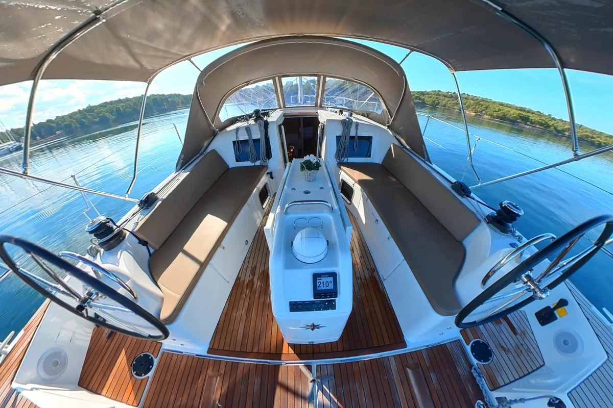 Evelyne, a Jeanneau Sun Odyssey 410 sailboat at Pirovac, Croatia