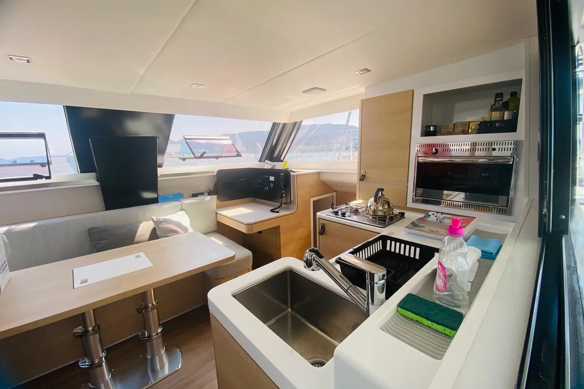 Galley of Classic, a Aventura 37 catamaran at Porto-Vecchio, France