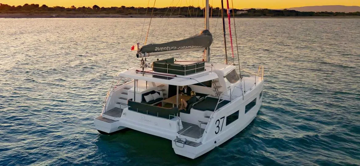 Exterior view of Classic, a Aventura 37 catamaran at Porto-Vecchio, France