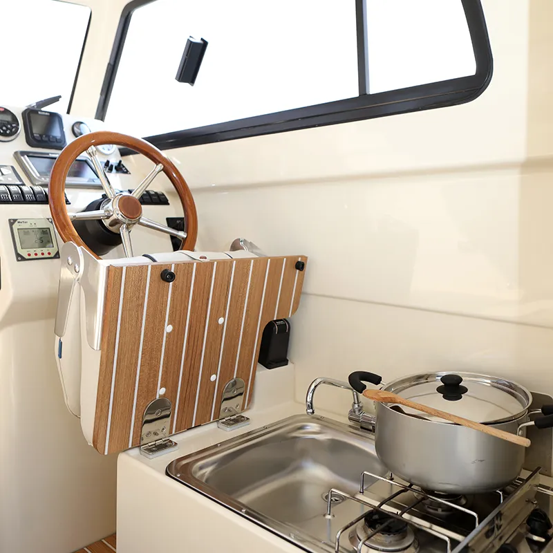 Cockpit of Bonaca, a Leidi 660 motorboat at Grad Pula, Croatia