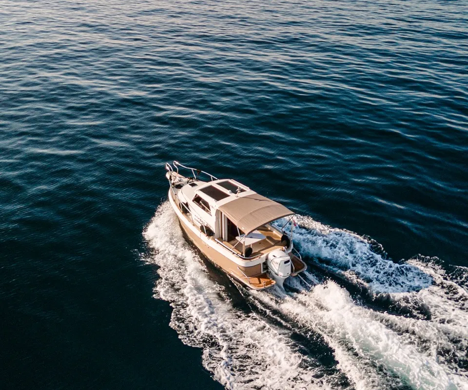 Exterior view of Bonaca, a Leidi 660 motorboat at Grad Pula, Croatia