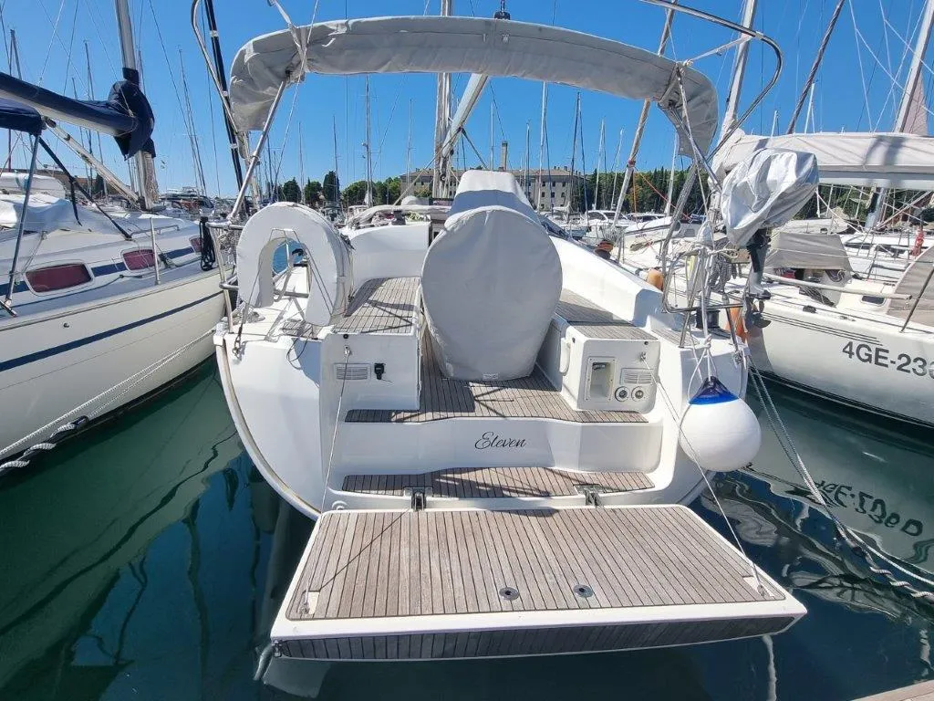 Exterior view of Eleven, a Bavaria 36 Cruiser sailboat at Izola / Isola, Slovenia