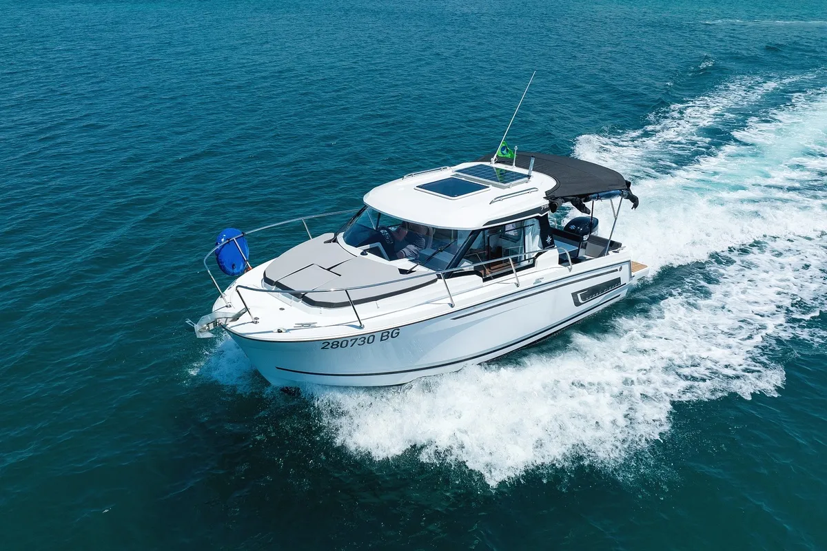 Exterior view of Frida, a Jeanneau Merry Fisher 795 motorboat at Grad Biograd na Moru, Croatia