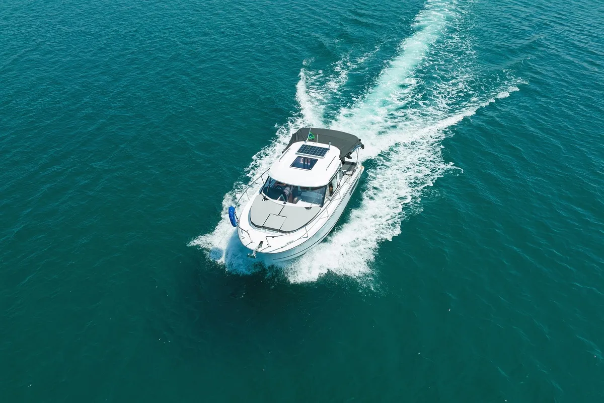 Exterior view of Frida, a Jeanneau Merry Fisher 795 motorboat at Grad Biograd na Moru, Croatia